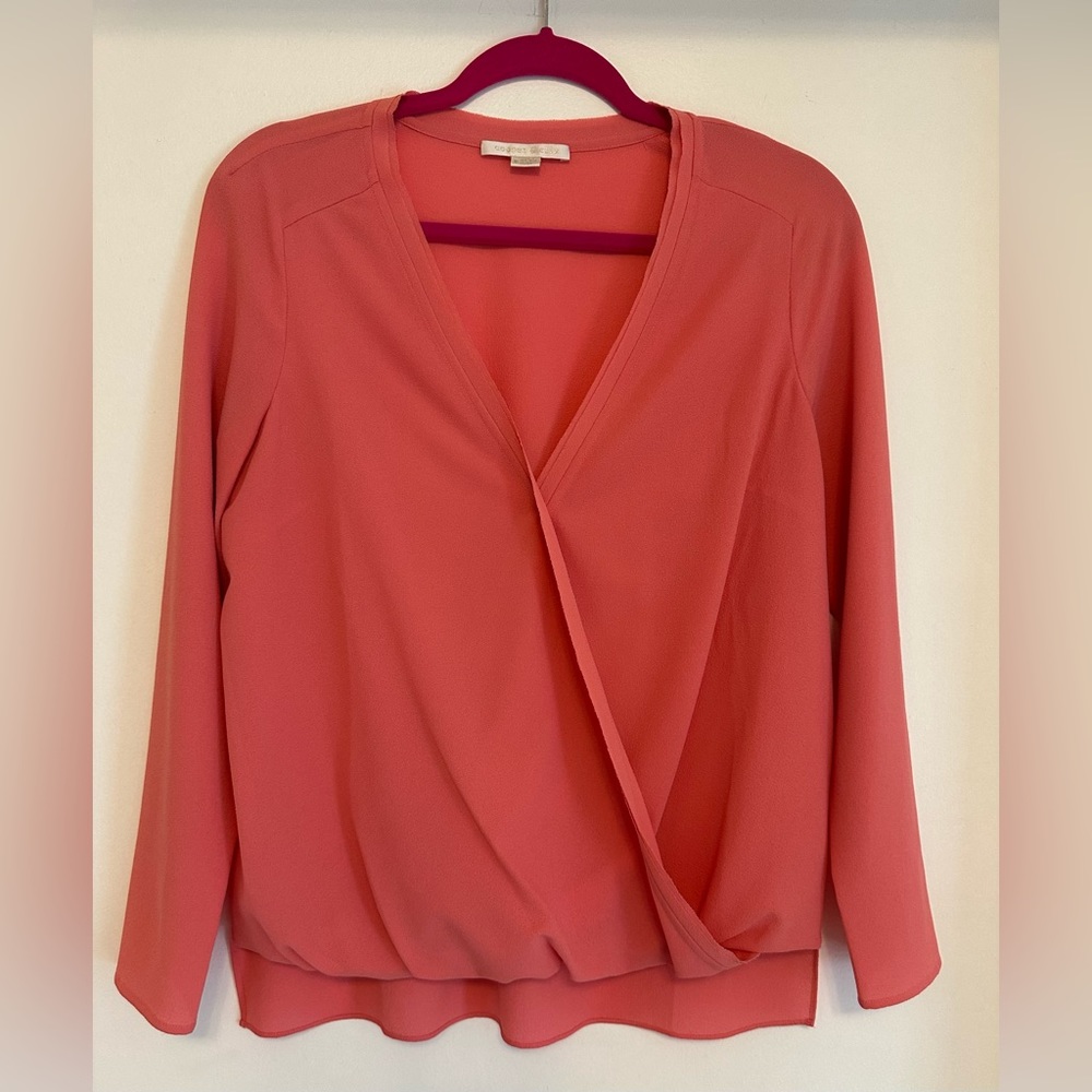 Cooper & Ella Alyssa Surplice Blouse, Small, Pink